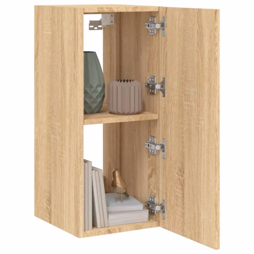 Berkfield Home Modern Wall Mounted TV Cabinet with Integrated LED Lighting in Sonoma Oak Brown, W/D/H: 30.5 x 35 x 70 cm – 2