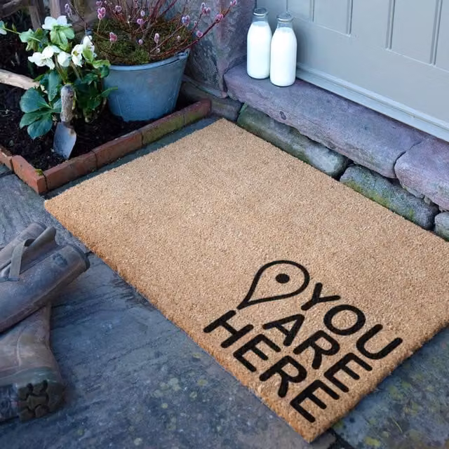 Artsy Mats You Are Here Country Coir Doormat in Grey and Brown, W/D: 90 x 60 cm