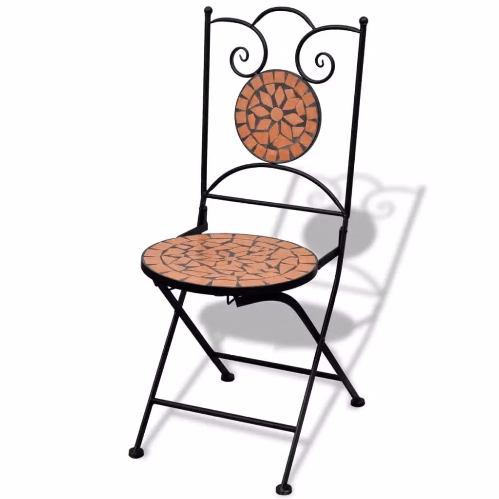 Berkfield Home Set of 2 Folding Bistro Chairs in Brown Ceramic Terracotta – 2