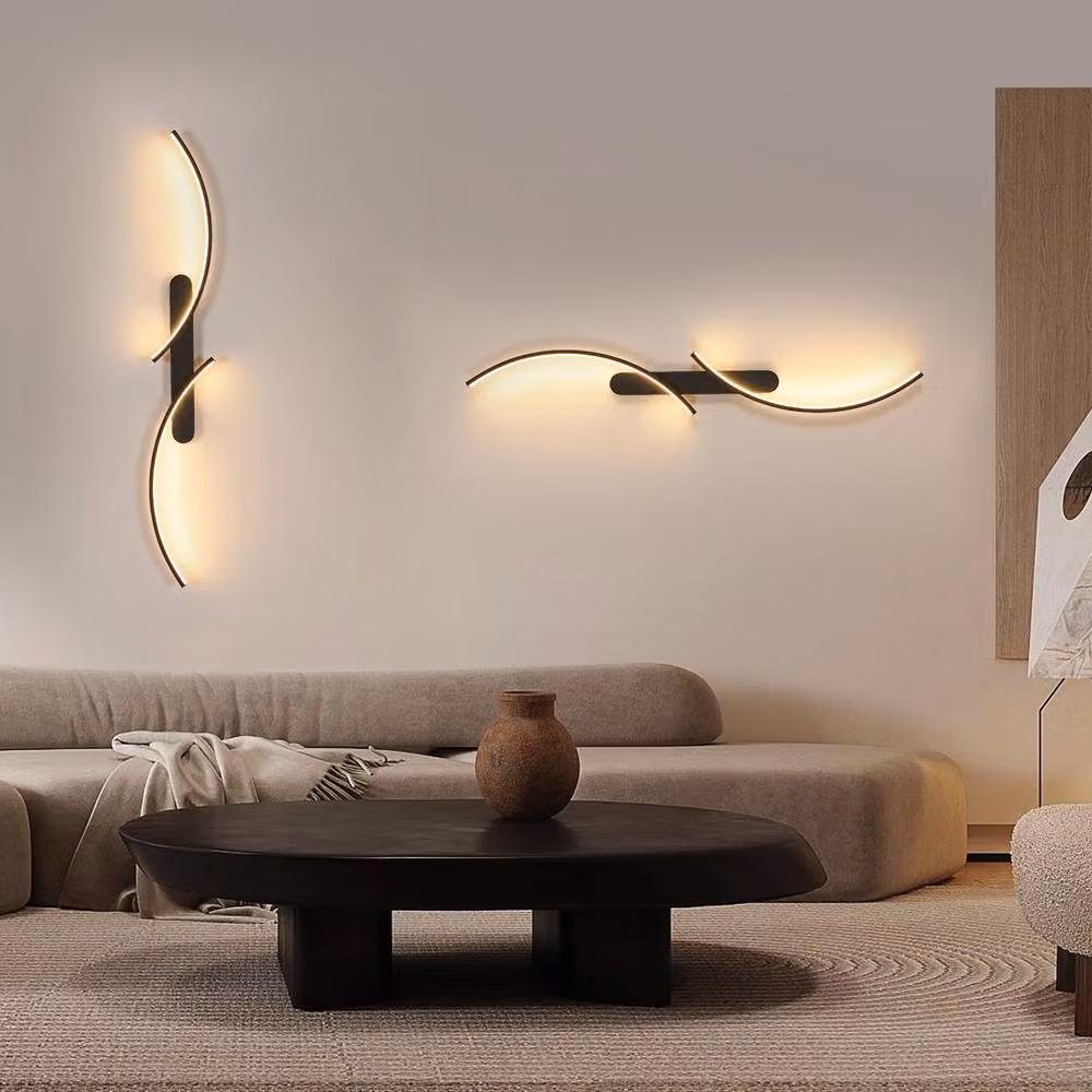 Goeco Modern LED Double Curve Wall Lamp in Black with Warm White Light – 3