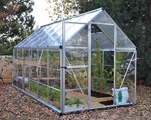 Palram Canopia Hybrid Polycarbonate Greenhouse, Silver, W: 185 cm, D: 370 cm, H: 208 cm – 2