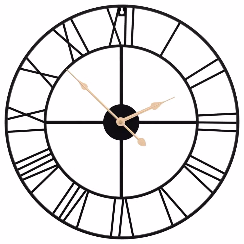 Berkfield Home Round Silent Analog Wall Clock in Black Metal, Diameter: 50 cm – 2