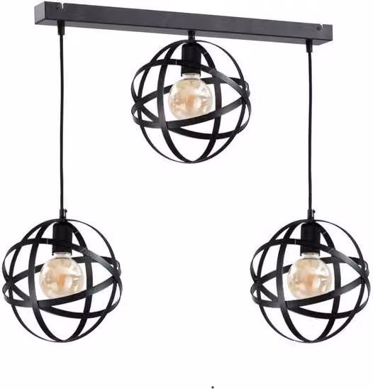 Netlighting Pola Modern Bar Pendant Ceiling Light in Black, 65cm, 3x E27