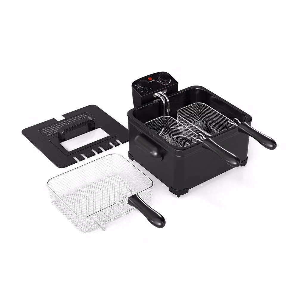 Costway 2000W Electric Deep Fryer with 3 Detachable Frying Baskets, 5L, Black – 4