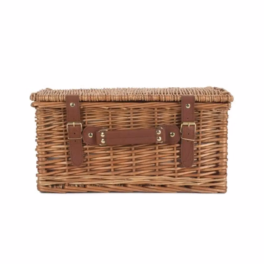 Red Hamper Wicker Picnic Basket with Green Tweed Detail for 4 People – 3