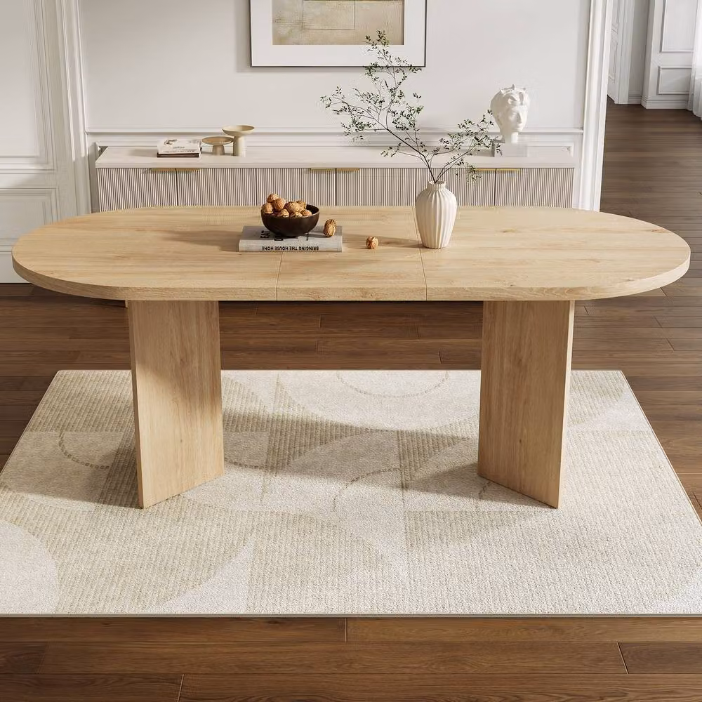 STILVORA Modern Extendable Oval Dining Table in Brown Oak with Central Column Base, W/D/H: 280 x 180 x 75 cm – 2