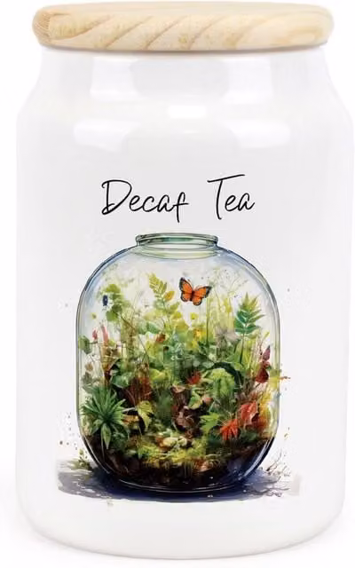 Purely Home Floral Ceramic Tea Storage Canister in Green and White