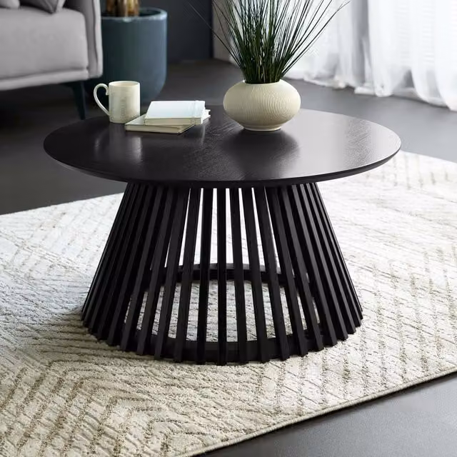 Julian Bowen Ollie Round Coffee Table, Black, Diameter: 80 cm