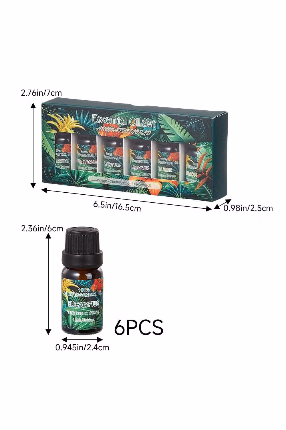 H&O Direct 6 Piece Multicolour Floral Aromatherapy Essential Oil Set with Glass Diffusers – 3