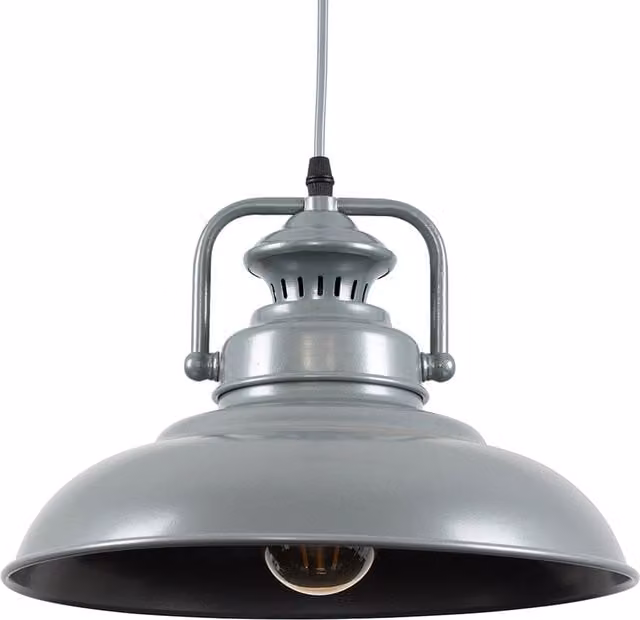 ValueLights Industrial Style Metal Dome Ceiling Pendant Light Fitting in Grey