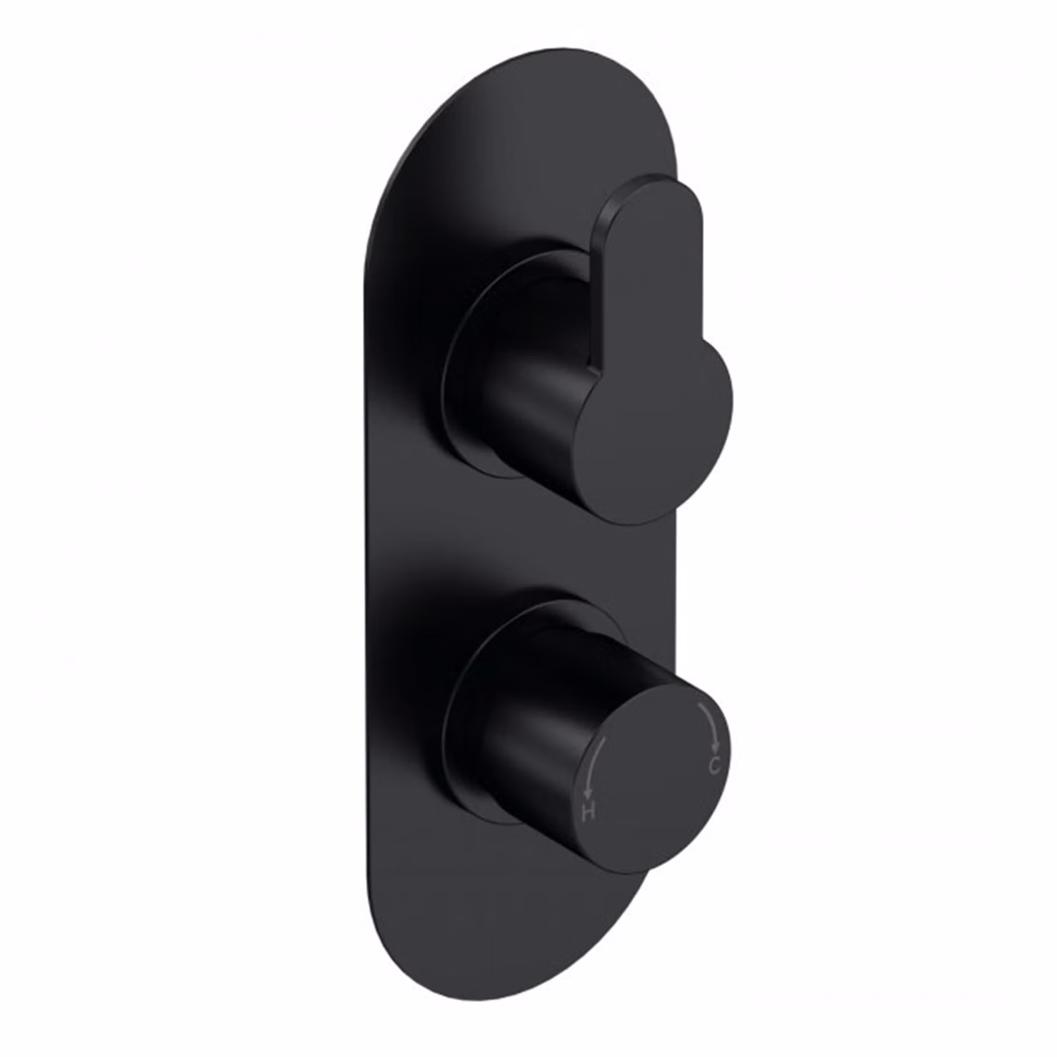 Royal Bathrooms Modern Round Matt Black Twin Thermostatic Concealed Shower Valve with Safety Stop