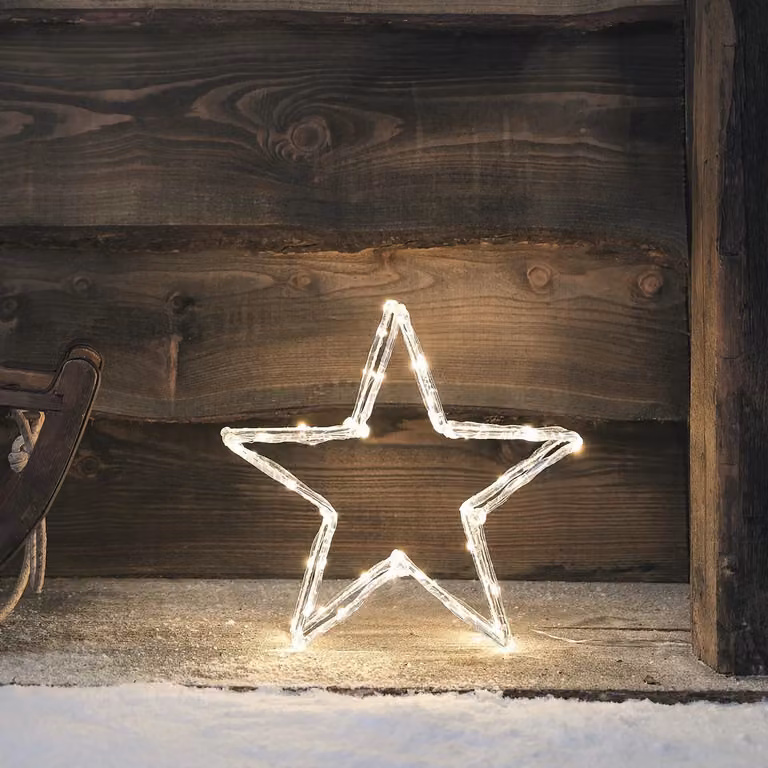 Lights4fun Gold Star Silhouette LED 3D Acrylic Christmas Light Decoration, Warm White, 36 cm