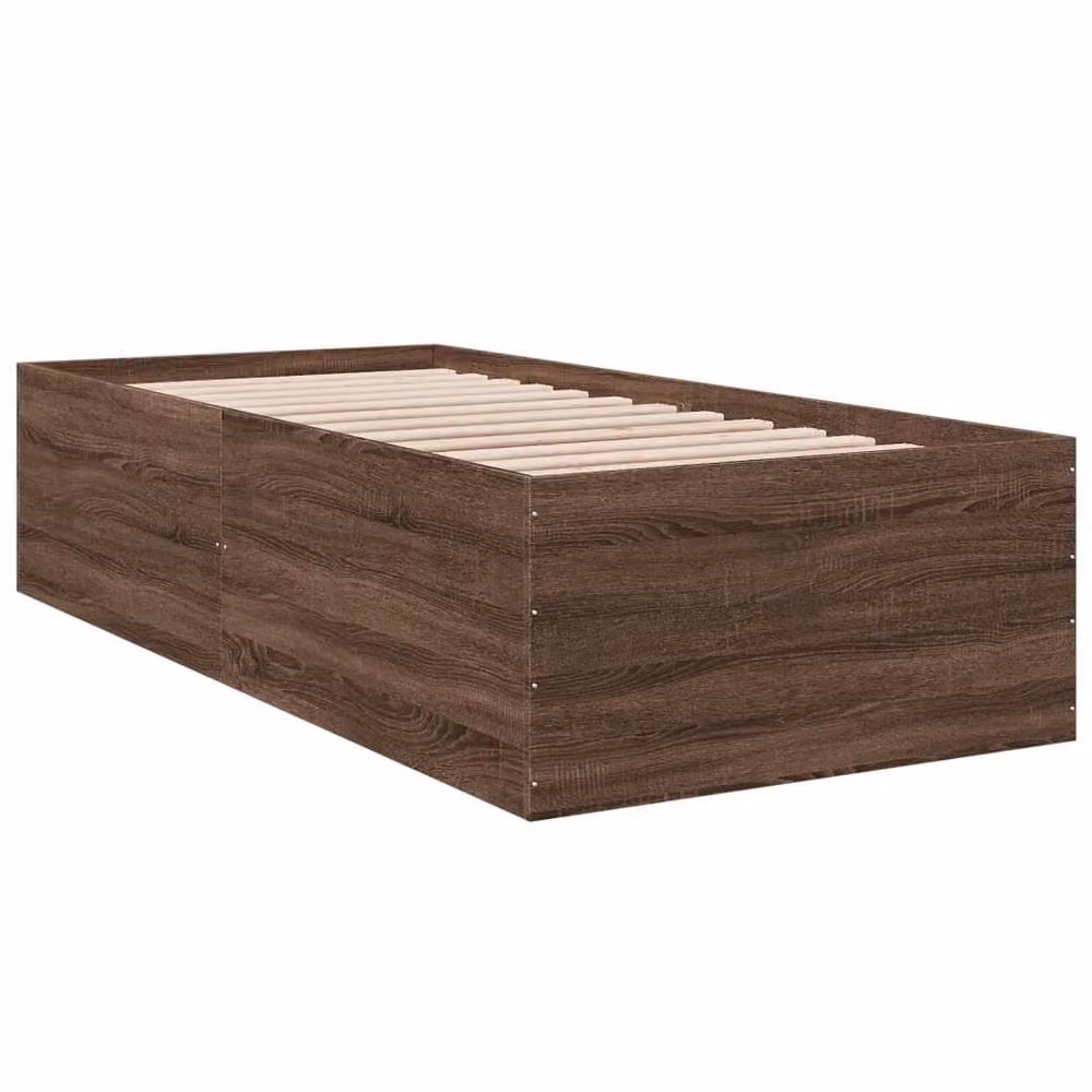 Berkfield Home Single Bed Frame in Brown Oak, W/D/H: 90 x 190 cm – 3