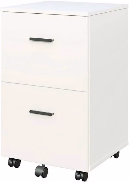 ERGOVEXA Mobile 2-Drawer Wooden Office File Cabinet with Castors, White