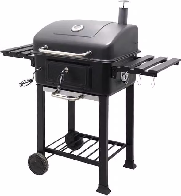 Kelvenix XL Charcoal BBQ Smoker Grill in Black with Thermometer and Wheels – 1
