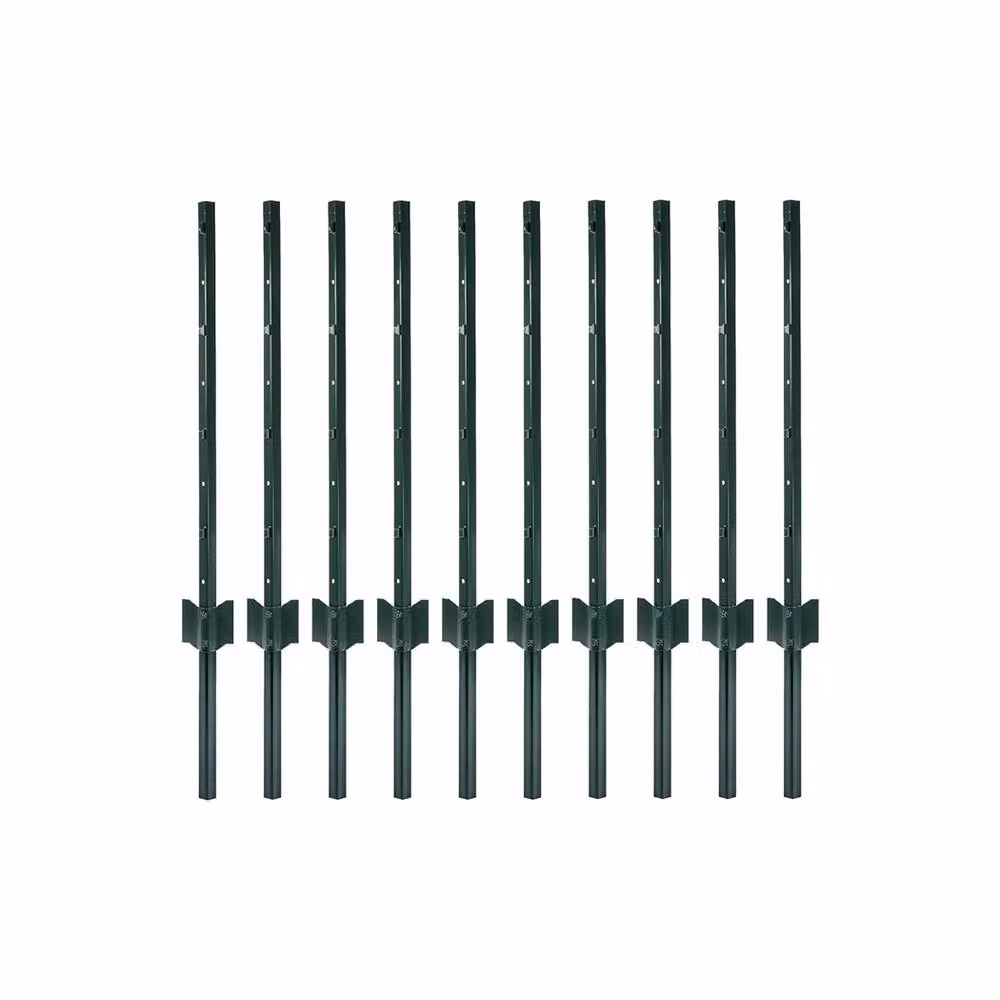 Mountview Green Powder Coated Metal U-Shape Fence Posts, 10 Pack, Height: 91.44 cm – 2