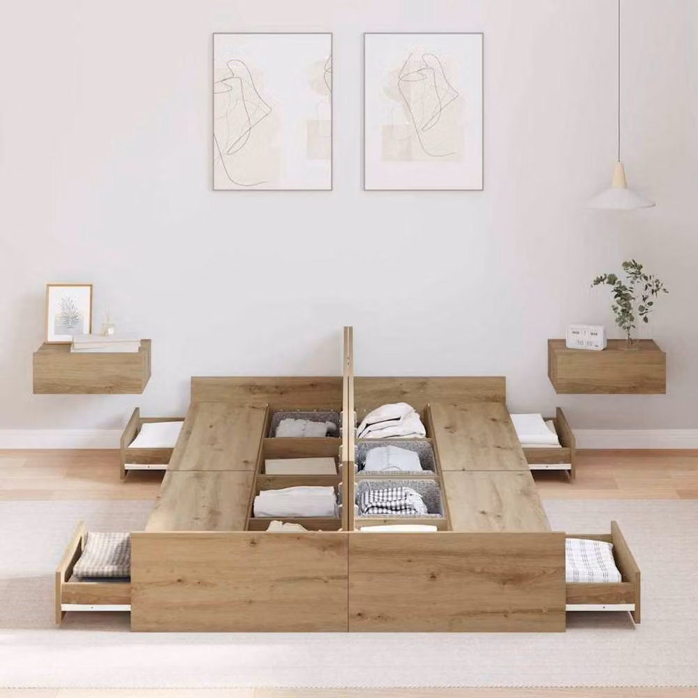 Berkfield Home Artisan Oak Storage Bed Frame with Drawer, Brown, W: 120 cm, L: 200 cm – 3