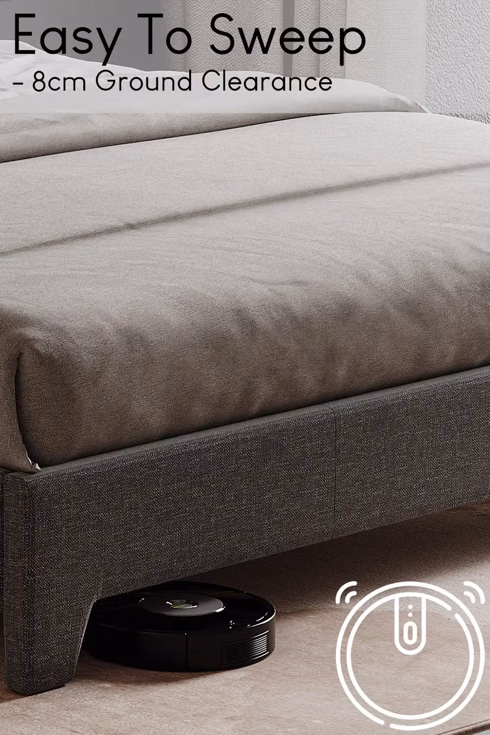 Vida Designs Victoria Double Bed Frame in Dark Grey Velvet Fabric with Storage W/D/H: 140 x 200 cm – 3