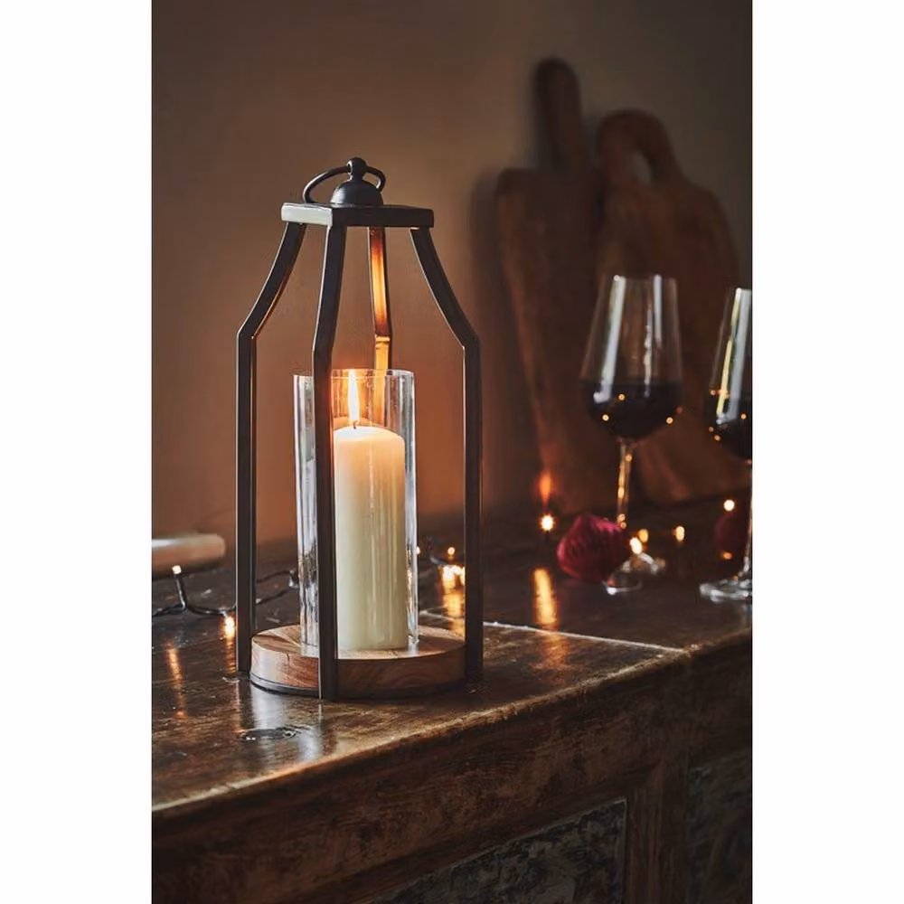 Lemon Pavilion Furniture and Decor Felicity Circular Base Tabletop Lantern in Black, W14 x D14 x H30 cm – 2
