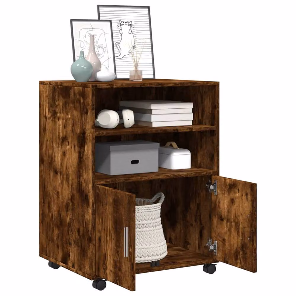 Berkfield Home Rolling Cabinet in Smoked Oak Brown, W/D/H: 60 x 48 x 81 cm – 3