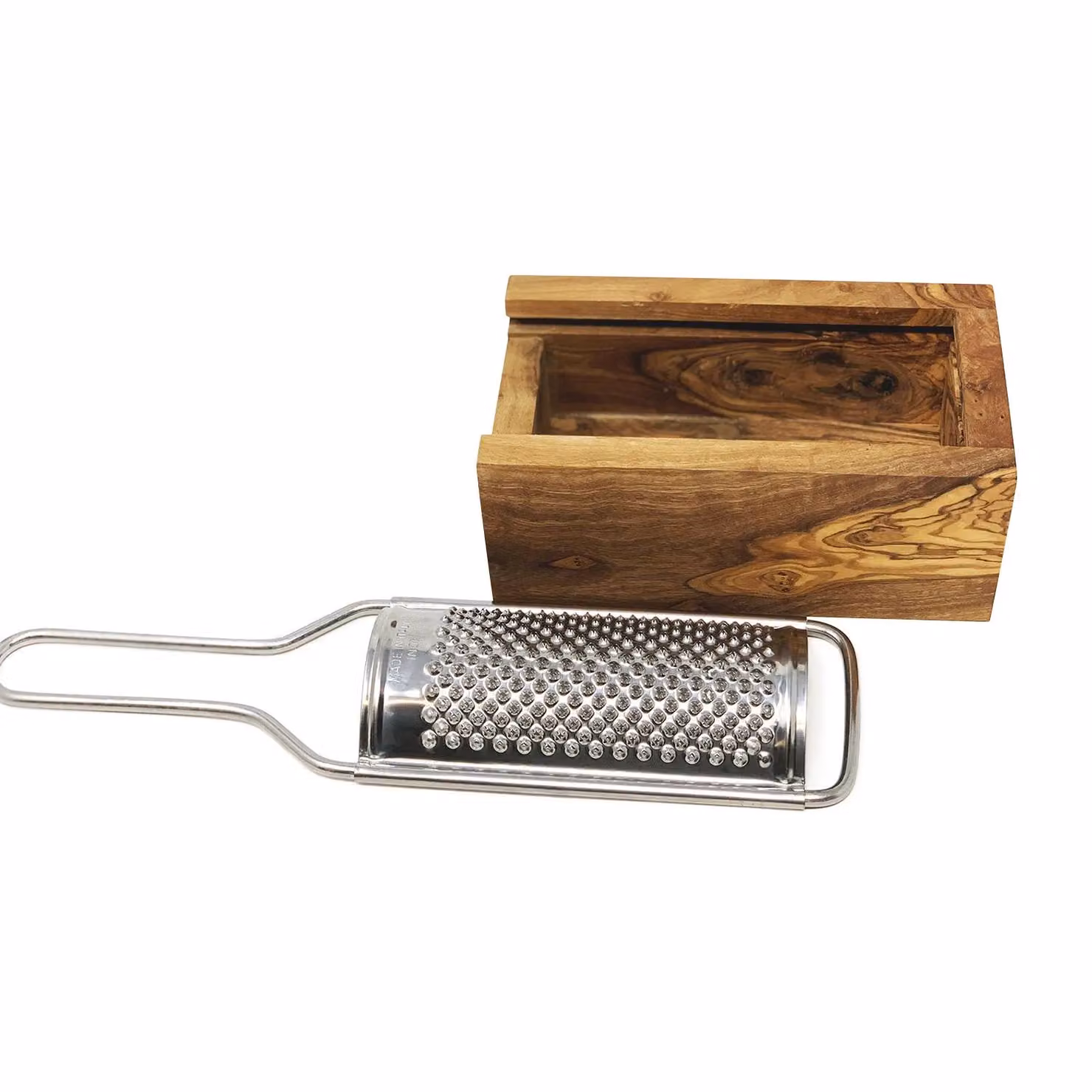 Verano Spanish Ceramics Brown Olive Wood Fine Kitchen Grater with Rectangular Container, Diameter: 11 cm – 2