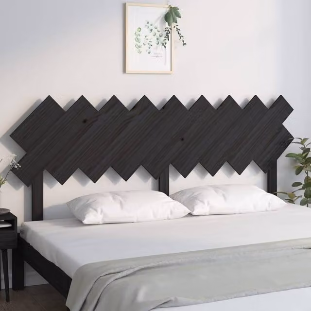 Berkfield Home Beautiful Bed Headboard in Black Solid Pine Wood, W: 178 cm, D: 3 cm, H: 80.5 cm