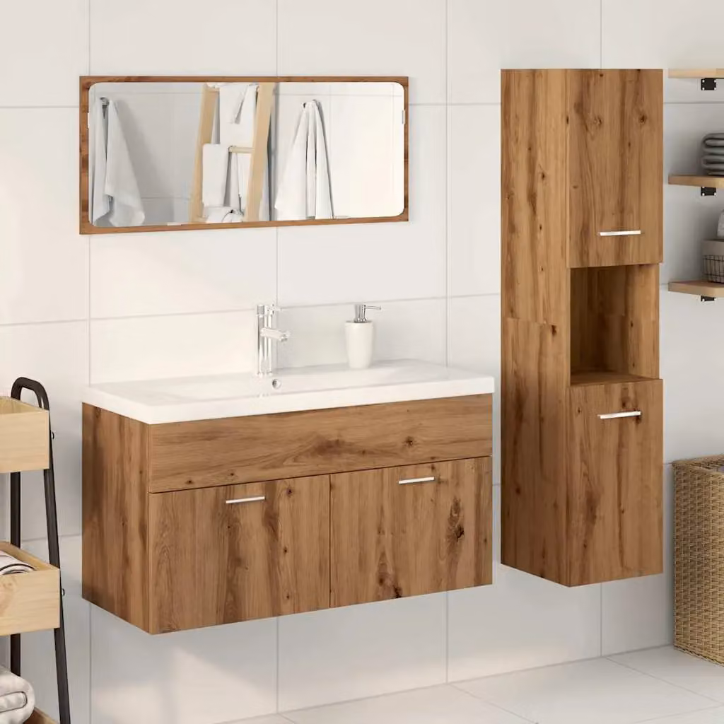 Berkfield Home 4 Piece Modern Bathroom Furniture Set in Artisan Oak Brown – 2