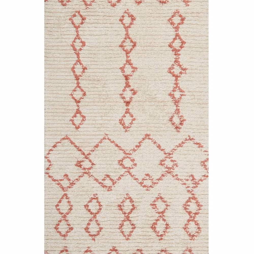 Wyld and Coco Hand Tufted Cotton Geometric Rug in Beige and Pink, W: 80 cm, L: 150 cm – 2