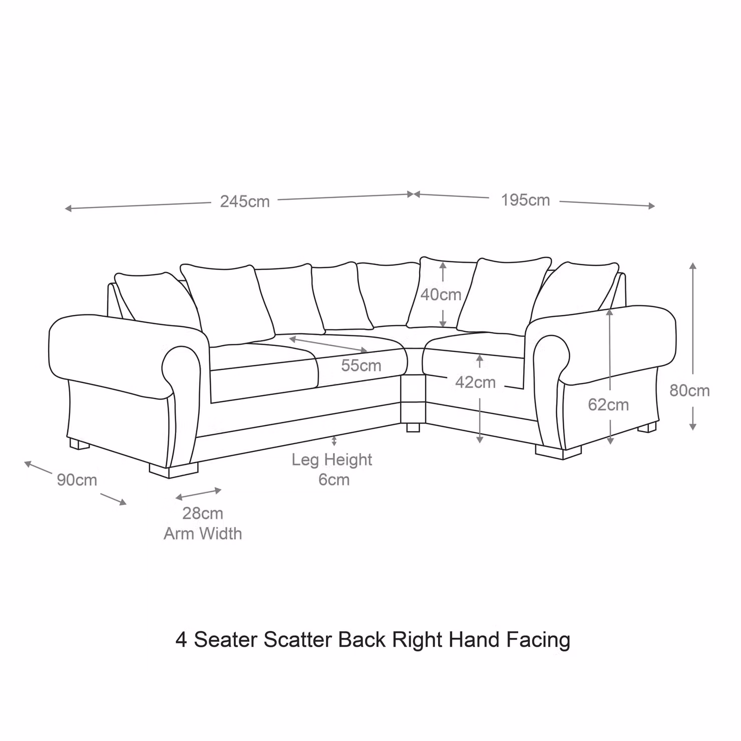 Furnishings For Less UK Milan 4 Seater L Shaped Corner Sofa, Black Right Hand Facing Chesterfield Style with Scatter Cushions – 2