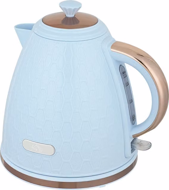 HOMCOM 3kW Rapid Boil Honeycomb Kettle in Light Blue with Auto Shut-Off and PID Control