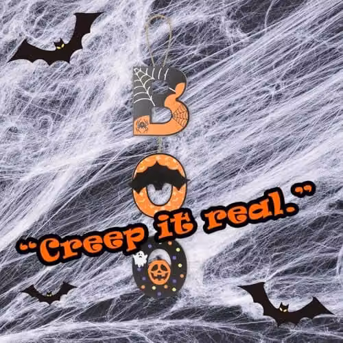 VFM e-Store Boo Hanging Sign Halloween Decoration, Multicolour, W: 50 cm, H: 13 cm – 5