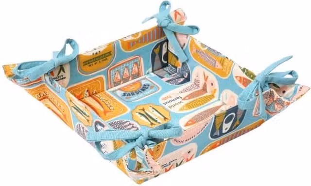 dexam Sardines Bread Basket in Blue Cotton Fabric