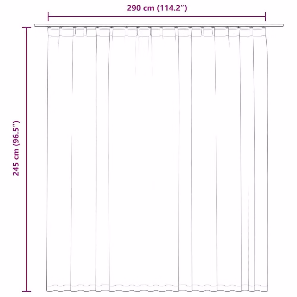 Berkfield Home Blackout Curtain with Hooks, Black, W: 290 cm, H: 245 cm – 4