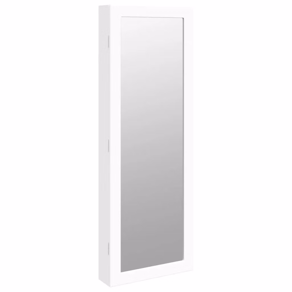 Berkfield Home White Glossy Wall Mounted Mirror Jewellery Cabinet with LED Lights – 2