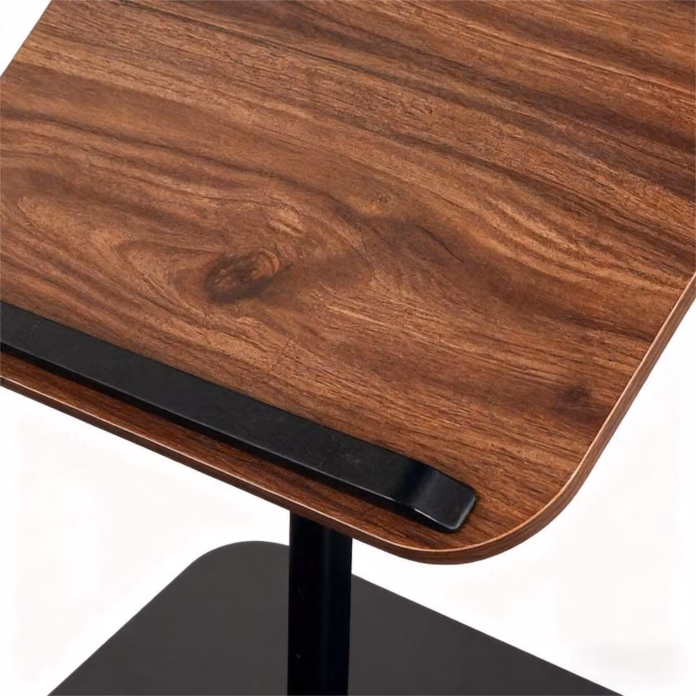 FORGEVIO C-Shaped Compact Sofa Side Table in Brown with Height-Adjustable and Tilting Top – 2