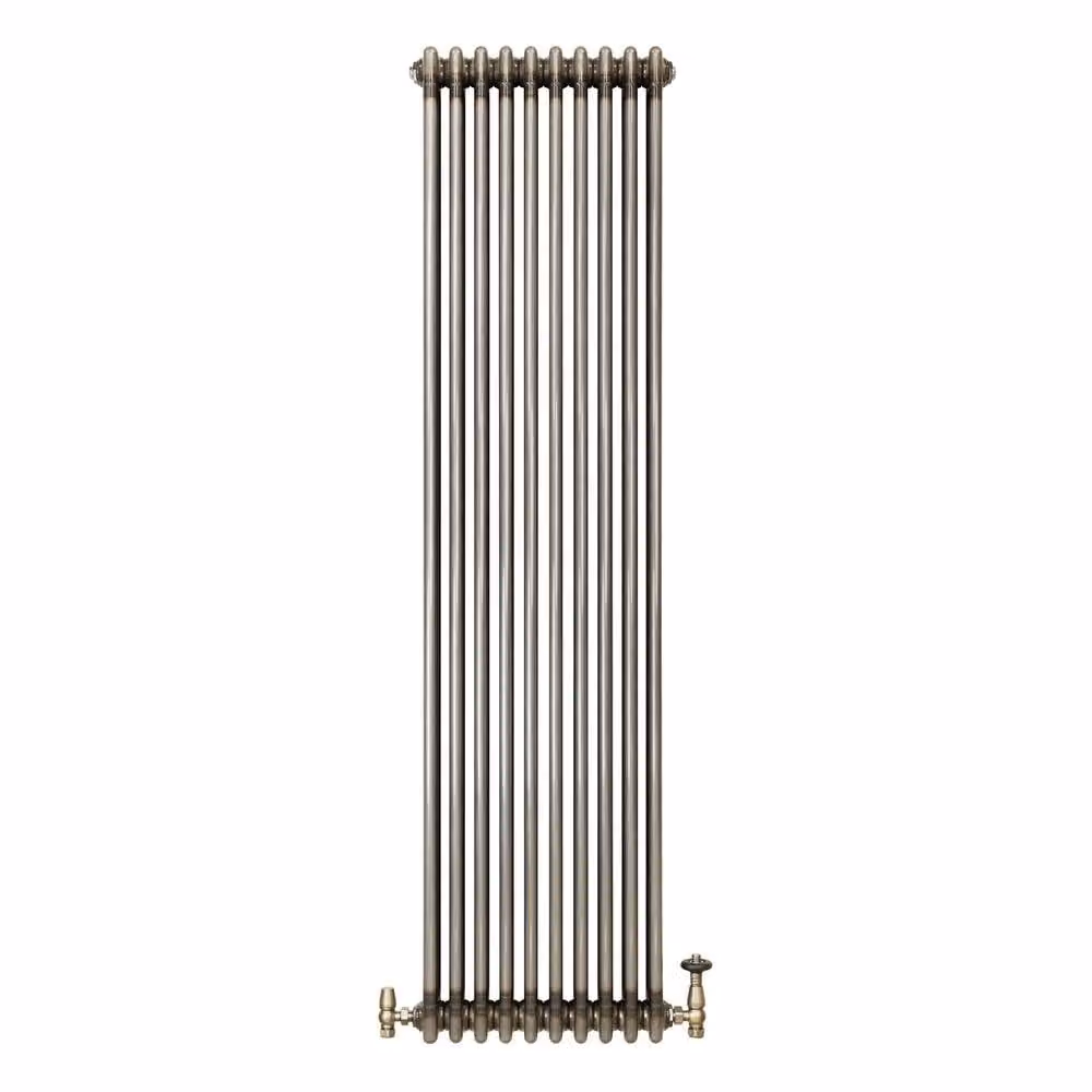 Monstershop Traditional 3 Column Radiator and Valves in Silver Raw Metal, W/H: 47.0 x 180.0 cm – 2