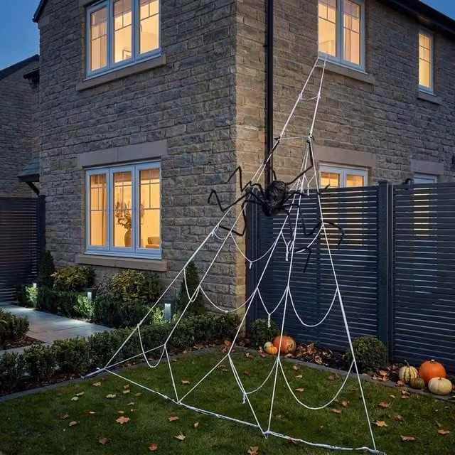 Garden Greatness MegaWeb Giant Spider Halloween Hanging Display in White and Multicolour
