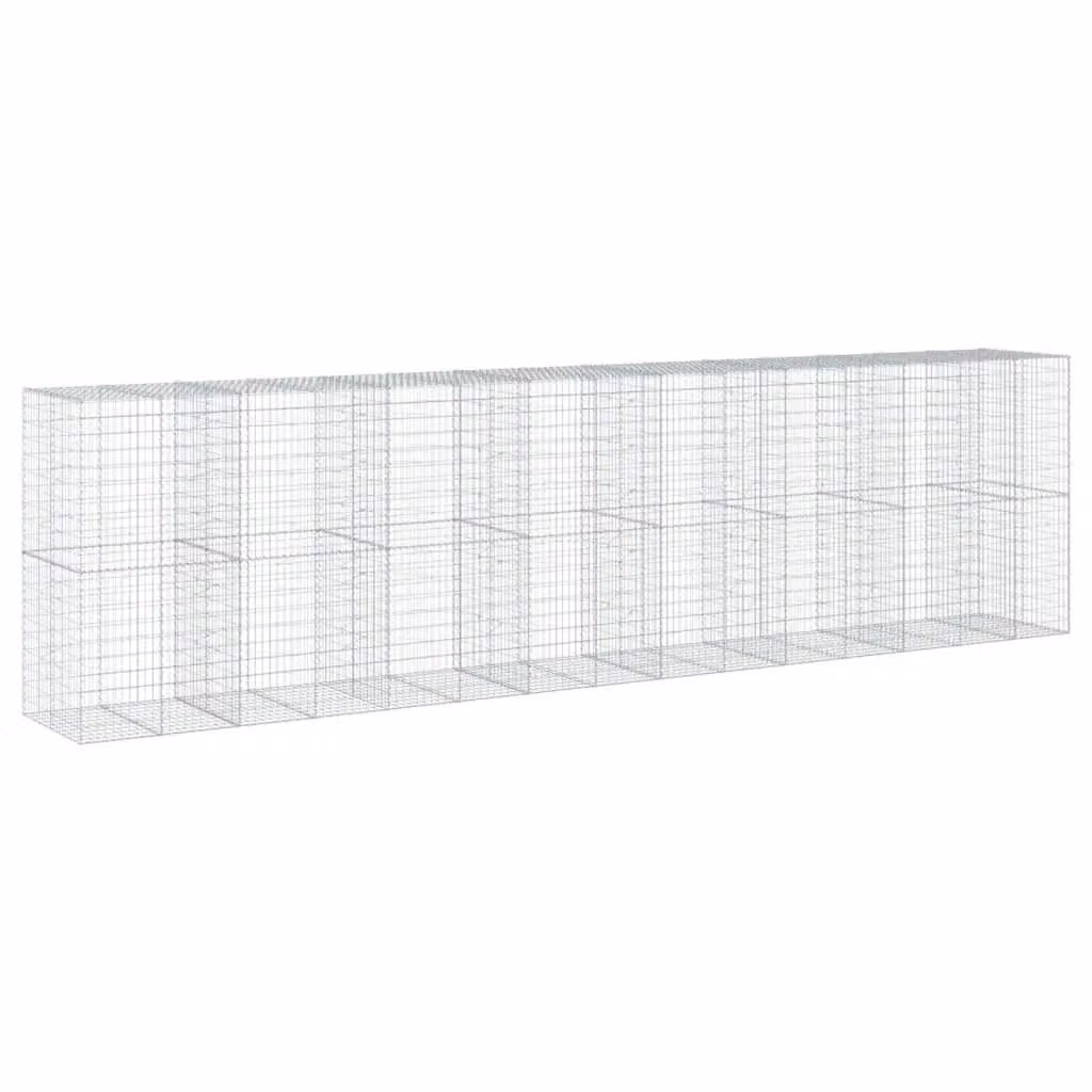Berkfield Home Silver Galvanised Steel Gabion Basket with Cover, W/D/H: 750 x 100 x 200 cm – 2