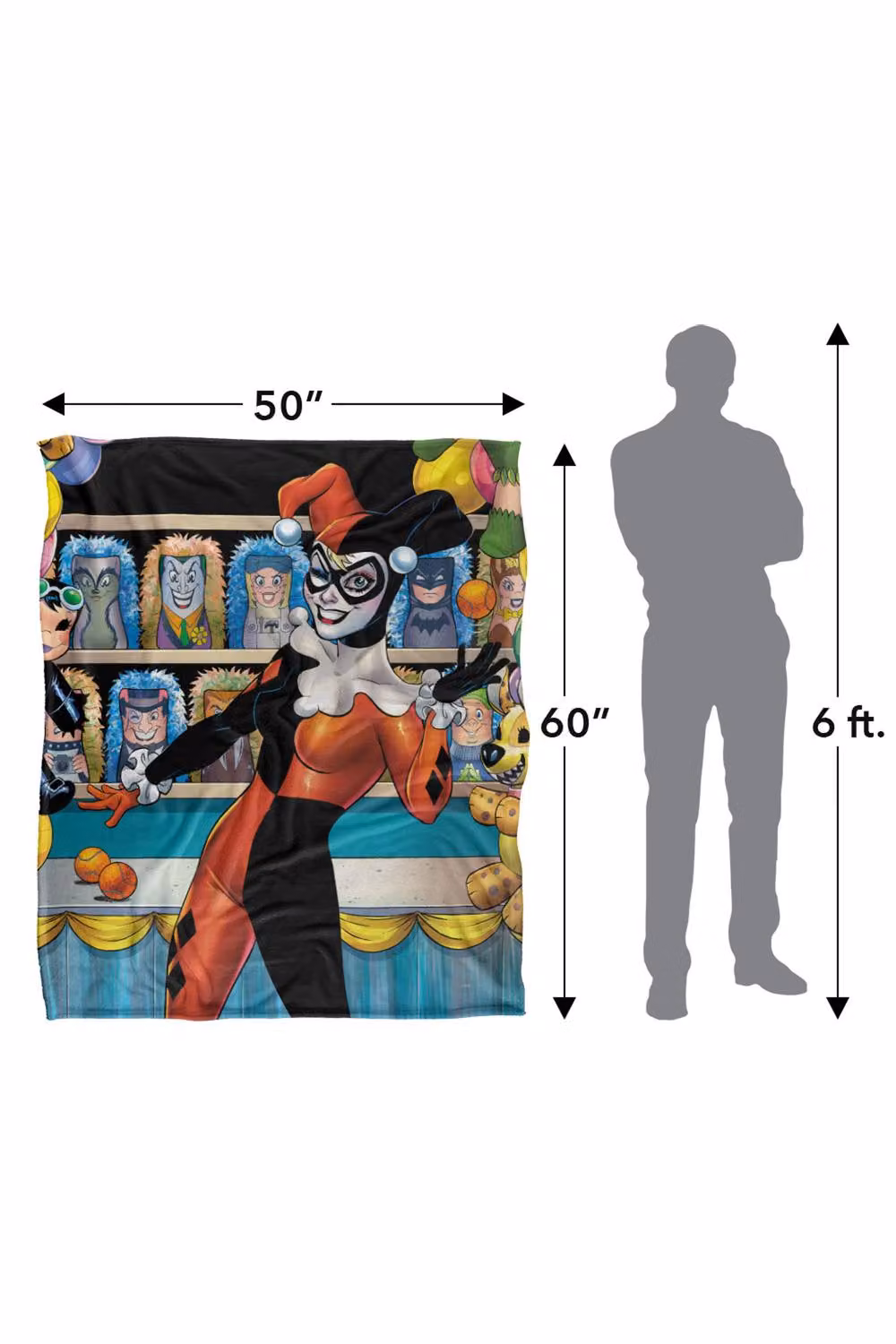 Warner Bros. Batman Harley Quinn Carnival Super Soft Silky Touch Fleece Throw Blanket, Multicolour, W/D/H: 91 x 147 cm – 8