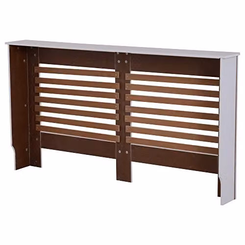 HOMCOM White Painted MDF Radiator Cover Wooden Cabinet with Horizontal Slats, W/D/H: 152 x 19 x 81 cm – 7