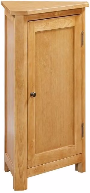 FORGEVIO Corner Storage Cupboard, Brown Oak Veneer Wooden Low Cabinet – 1