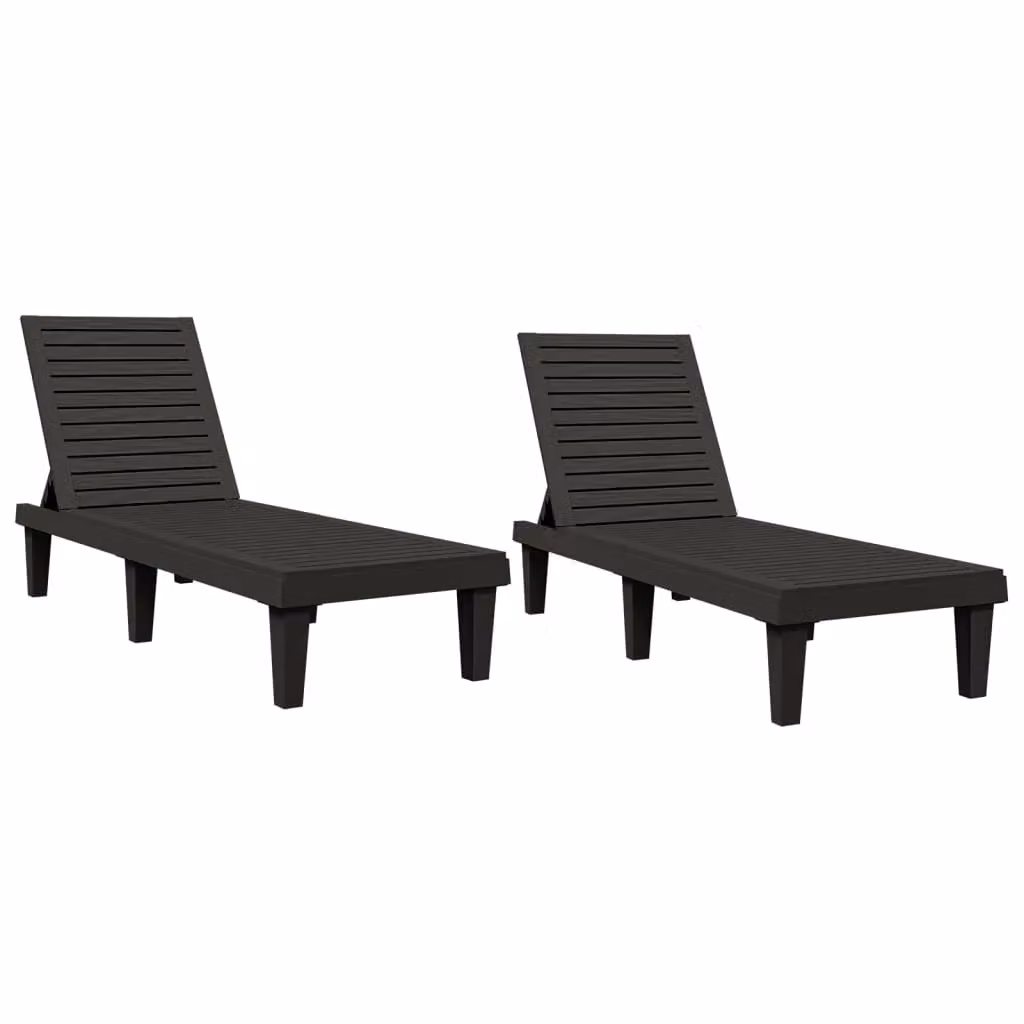 Berkfield Home Set of 2 Black Polypropylene Sun Loungers, W/D/H: 155 x 58 x 83 cm – 2