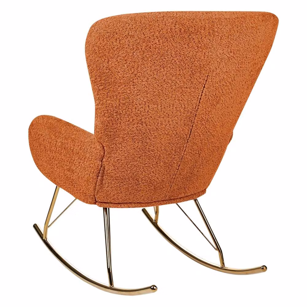 Wyld and Coco Orange Bouclé Rocking Chair with Gold-Tone Metal Legs – 3