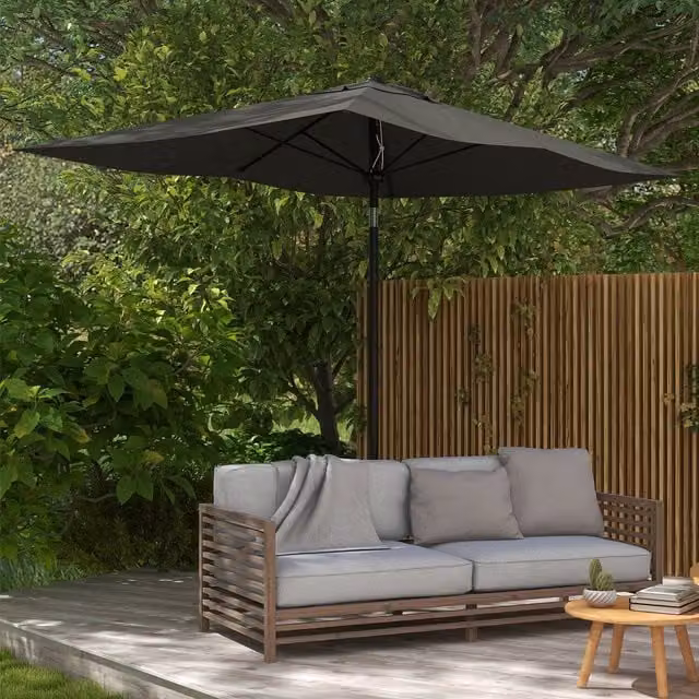 Outsunny Rectangular Outdoor Market Umbrella in Dark Grey with Aluminium Frame