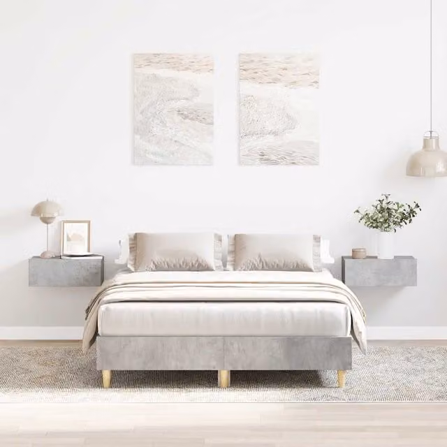 Berkfield Home Small Double Bed Frame in Concrete Grey, Engineered Wood, W/D/H: 120 x 200 cm