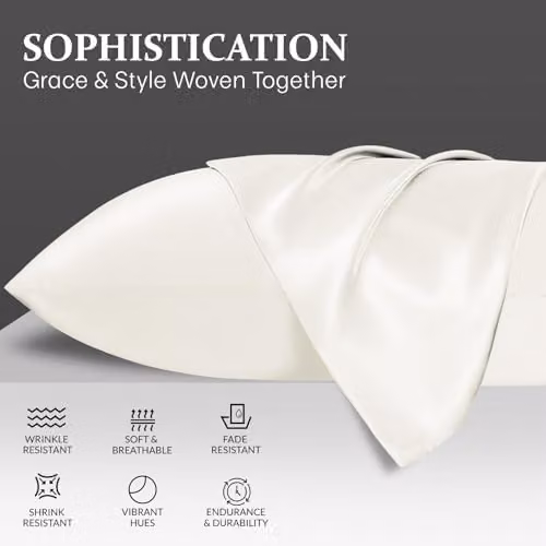 Grace Satin Silk Pillowcase 4 Pack in White with Envelope Closure – 2