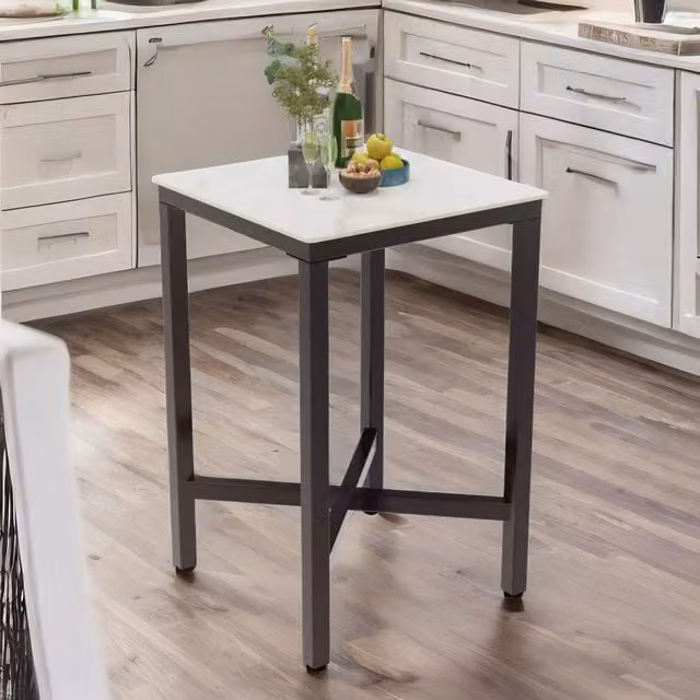 Furnold Industrial Tall Square Bar Table in White