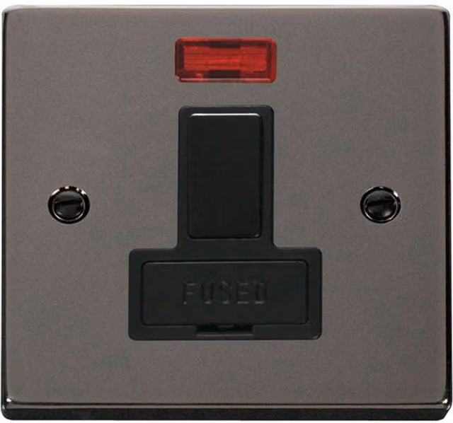 SE HOME Black Surface Mounted Switched Plate with 13A Fused Connection Unit