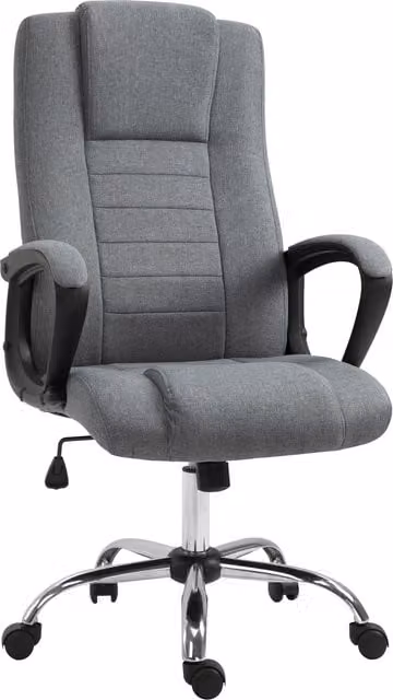 Vinsetto High Back Swivel Office Chair in Grey Linen Fabric with Adjustable Height and Tilt Function