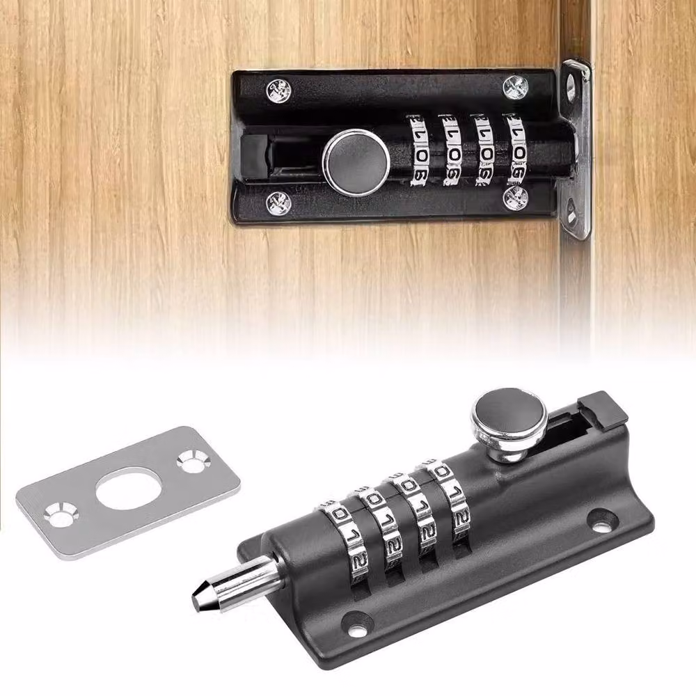SPETLEK 4-Digit Combination Slide Latch Door Lock in Black Stainless Steel – 3